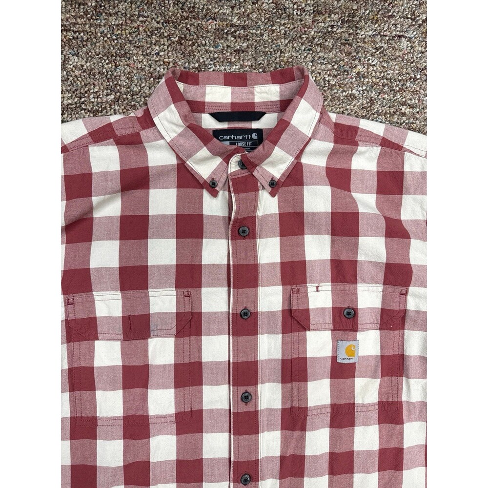 Carhartt Men’s size XL Plaid Short Sleeve Button Up Shirt Casual Cotton top